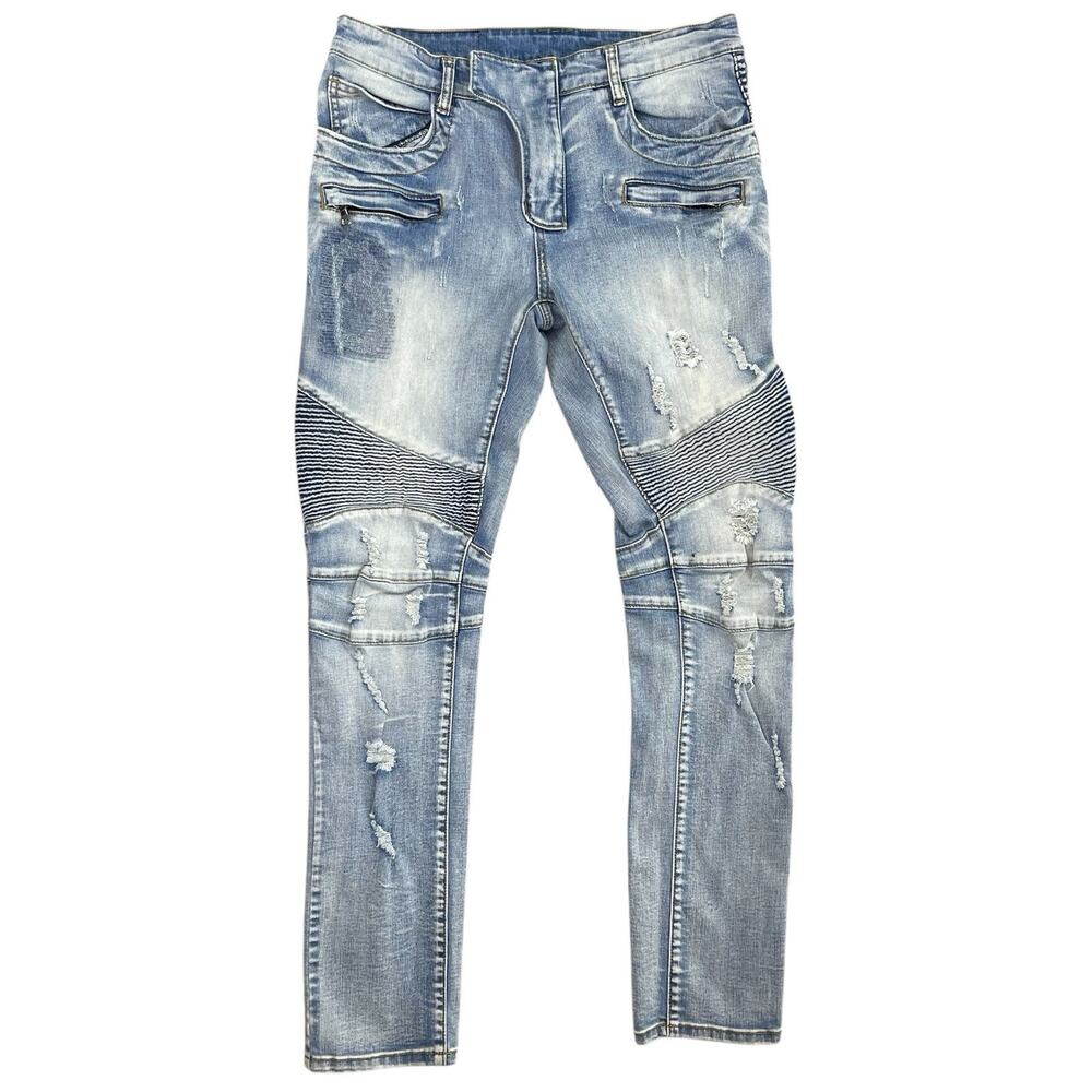 Balmain Paris Distressed Biker Moto Mens Jeans Size 34 (fits 32) Made In Italy